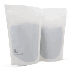 250g recyclable stand up pouch in white