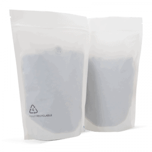 250g Stand up pouches with valve in matt white