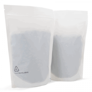 500g stand up pouches in matt white recyclable