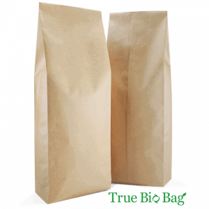 Bio 1kg Side Gusset Bags with Valve, Natural Kraft