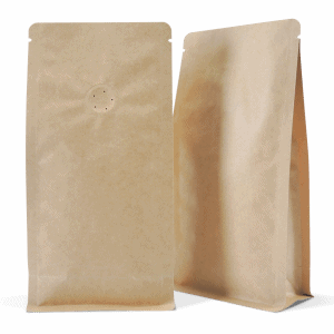 Side Gusset Bags with Valve, Natural Kraft
