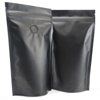 150g stand up pouch with valve in matt black