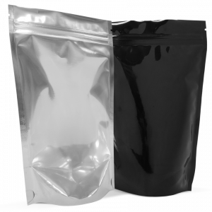 150g stand up pouch in gloss black and clear