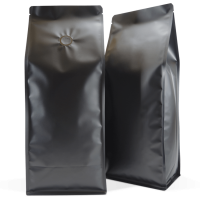 1kg Box Bottom Bag with Valve in Matte Black