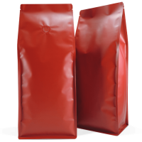 1kg box bottom bag with valve in matt red