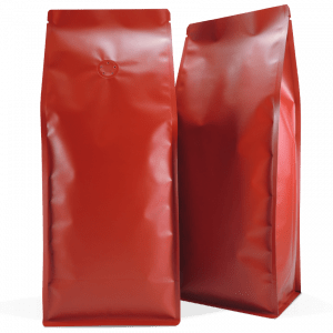 1kg box bottom bag with valve in matt red