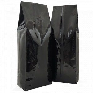 1kg Side gusset bag with valve in gloss black
