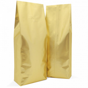 1kg side gusset bag with valve in gold