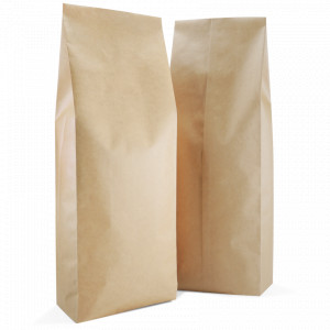 250 Side Gusset Bags with Valve and Tin Tie, Natural Kraft