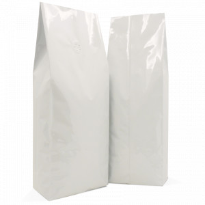 1kg side gusset bag with valve in gloss white