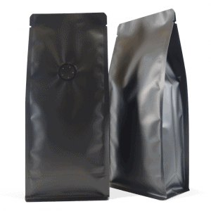 250g box bottom bag with valve in matt black