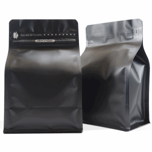 250g box bottom bag with zip in matt black