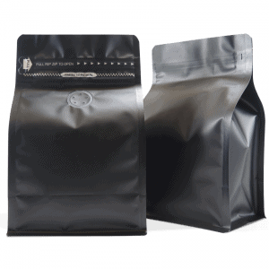 250g box bottom bag with valve and zip in matt black