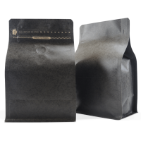 250g side gusset bag with valve in matt black