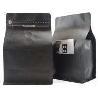 250g side gusset bag with valve and slit in matt black