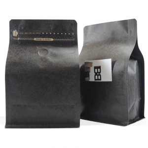 250g side gusset bag with valve and slit in matt black