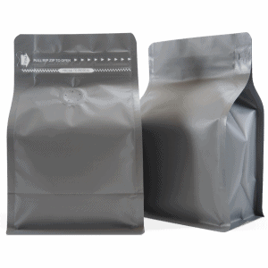 250g box bottom bag with valve in matt grey