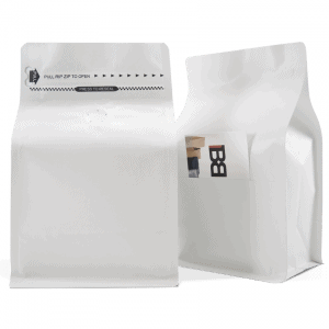 250g White Matt Box Bottom Bag with Valve and Slit