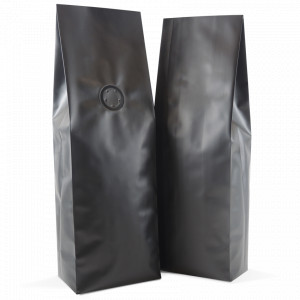 250g side gusset bag with valve in matt black