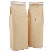 250 Side Gusset Bags with Valve and Tin Tie, Natural Kraft
