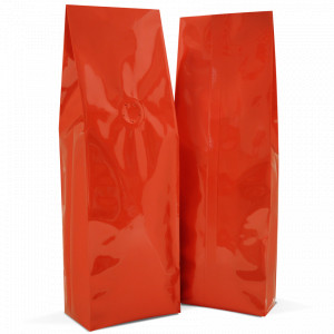 250g Side gusset bag with valve in gloss red