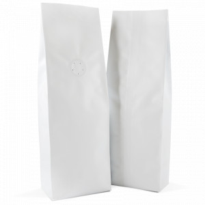 250g Side gusset bag with valve in matt white