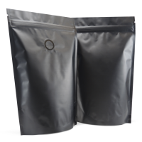 250g Stand up pouch with valve in matt black