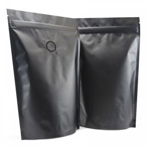 250g Stand up pouch with valve in matt black