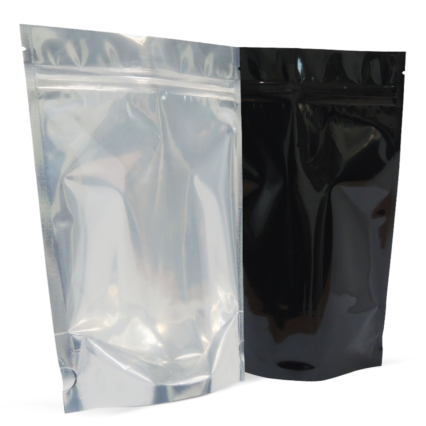 250g stand up pouch in black and clear