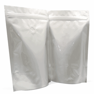 250g Side Gusset bag with valve in gloss white