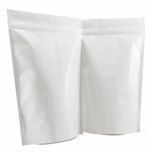 250g Stand up pouches with valve in matt white