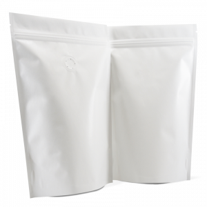 250g Stand up pouches with valve in matt white