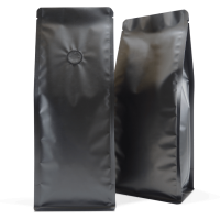 500g Tall Box Bottom Bags Matte Black with valve