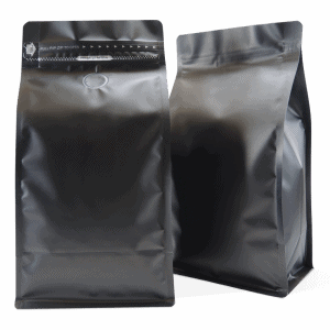 500g Box Bottom Bags Matte Black with valve