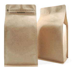 250 Side Gusset Bags with Valve and Tin Tie, Natural Kraft