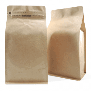 250 Side Gusset Bags with Valve and Tin Tie, Natural Kraft