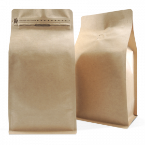250 Side Gusset Bags with Valve and Tin Tie, Natural Kraft