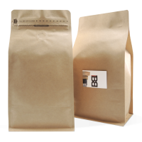 250 Side Gusset Bags with Valve and Tin Tie, Natural Kraft
