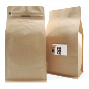 250 Side Gusset Bags with Valve and Tin Tie, Natural Kraft