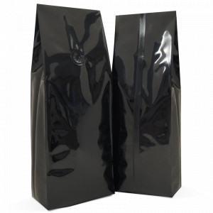 500g Side Gusset Bag with Valve in Gloss Black