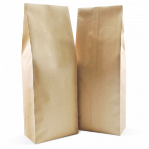 250 Side Gusset Bags with Valve and Tin Tie, Natural Kraft