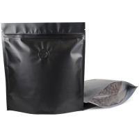 250g Stand Up Pouches with valve in Matte Black