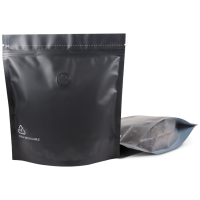 250g Stand Up Pouches with valve in Matte Black