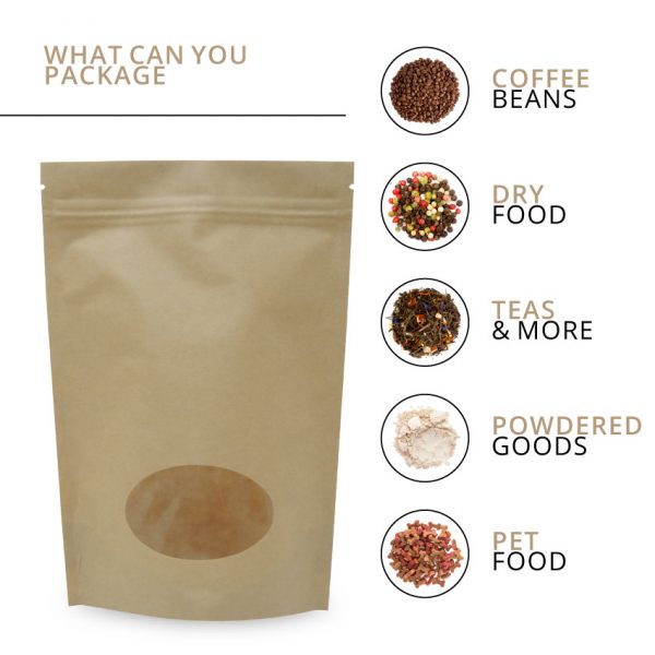 150g Stand up Pouches with Oval Window - Image 4
