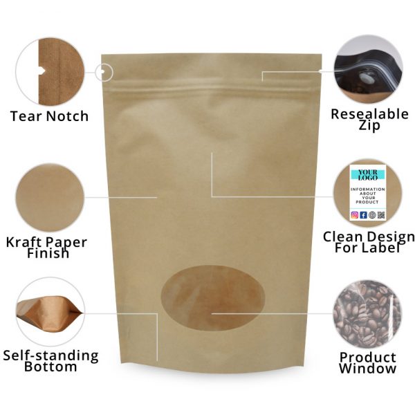 250g Stand Up Pouches with Window - Image 3