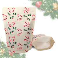 250g Christmas Stand Up Pouches with Zip and Valve - Off-White, Recyclable