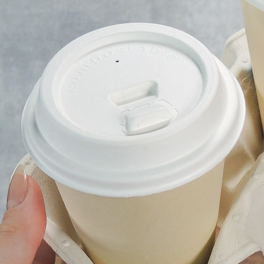 8oz. Bagasse Pulp Flip Lids - Image 2