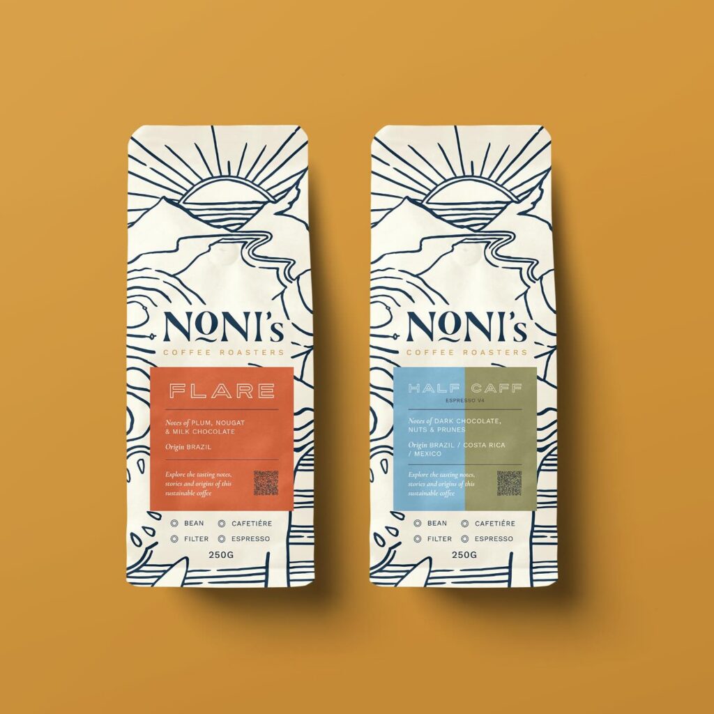 Printed kraft coffee bags from an independent roaster